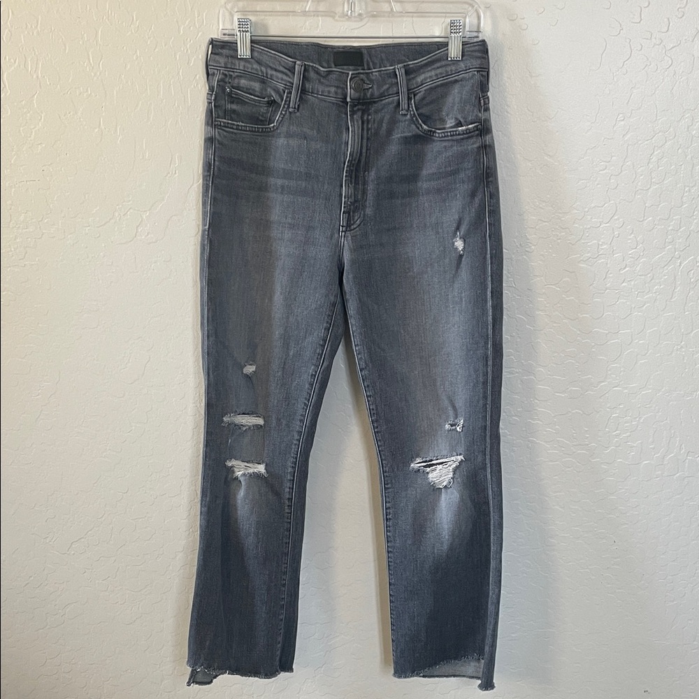 MOTHER Distressed Grey Cropped Jeans